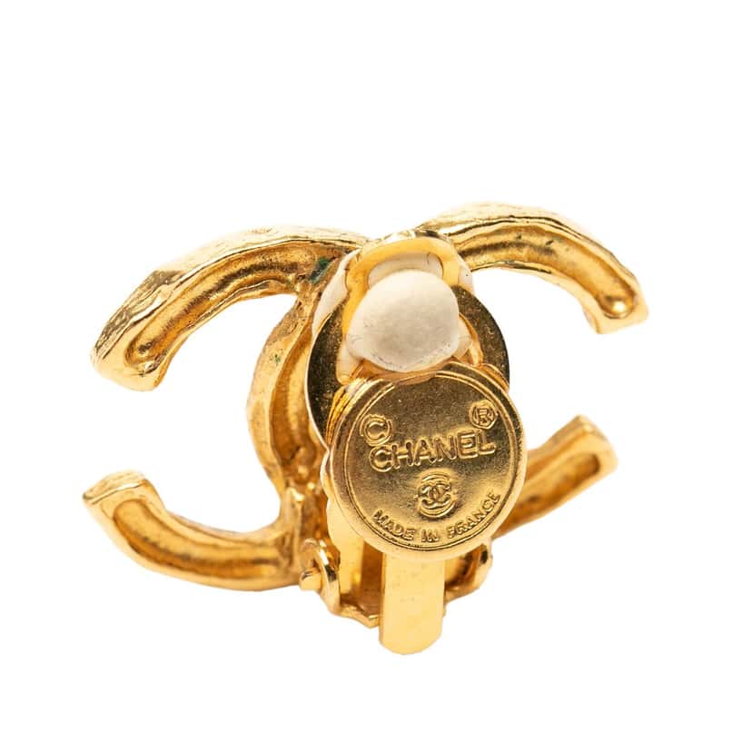 Chanel CC Gold Plated Clip On Earrings Gold Metal Very good condition - Inside View