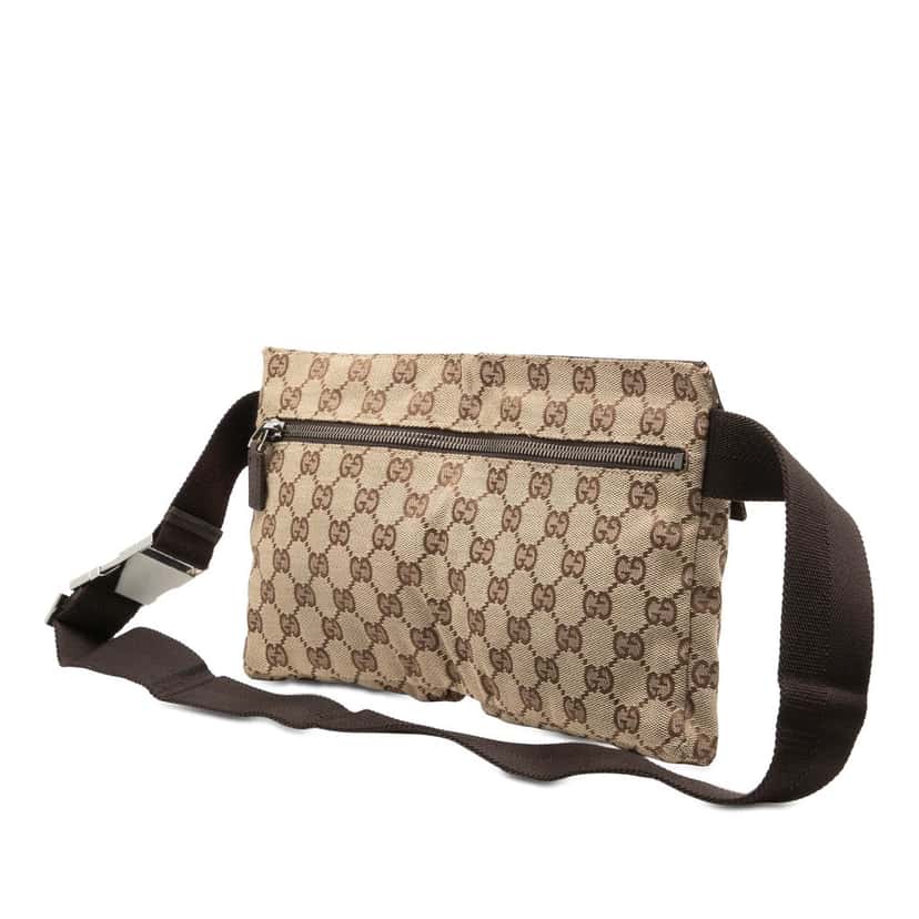 Gucci GG Canvas Double Pocket Belt Bag Beige Very good condition - Back View