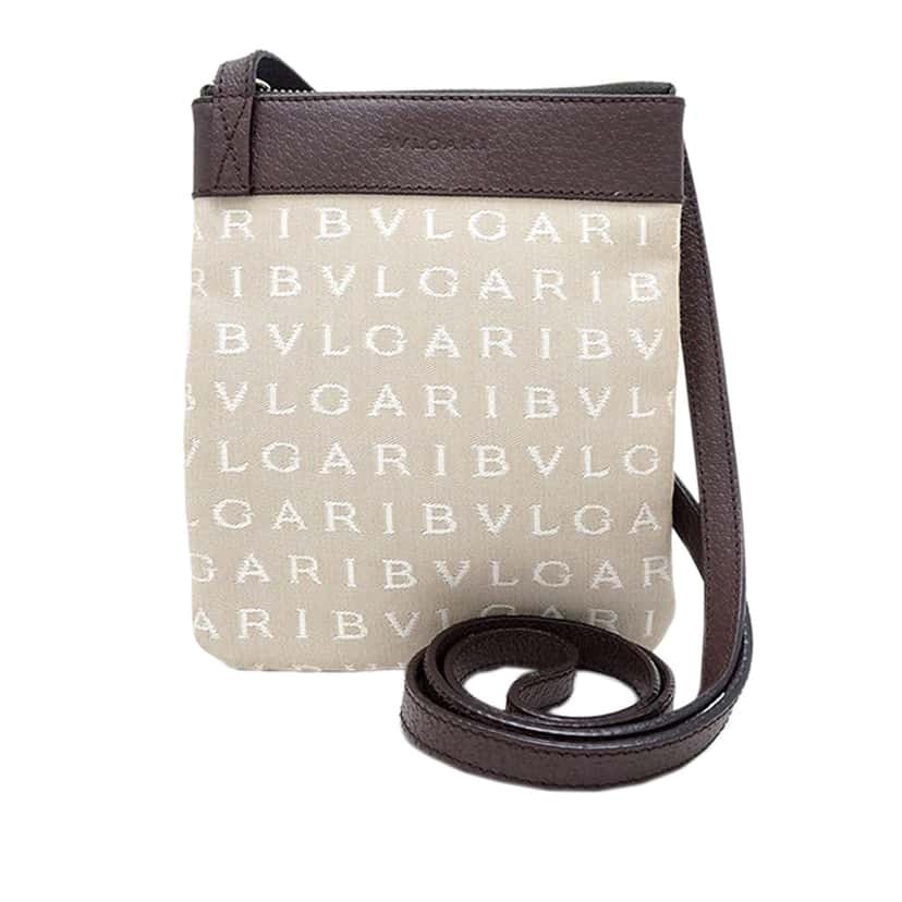Bvlgari Logomania Canvas Crossbody Beige Very good condition - Front View