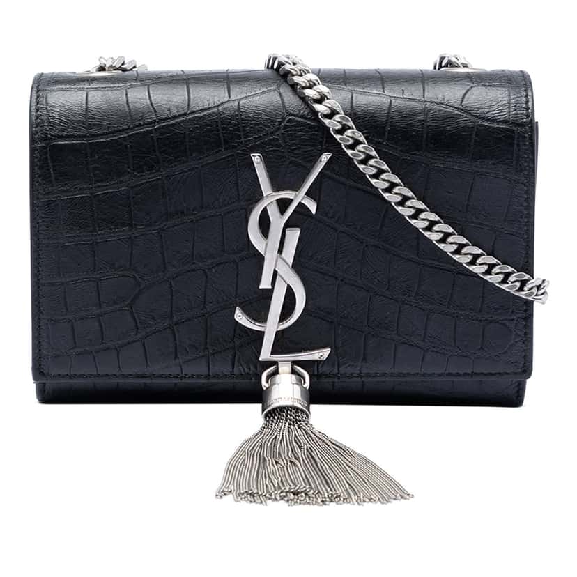 Saint Laurent Small Embossed Kate Tassel Crossbody Bag Black Leather Very good condition - Front View