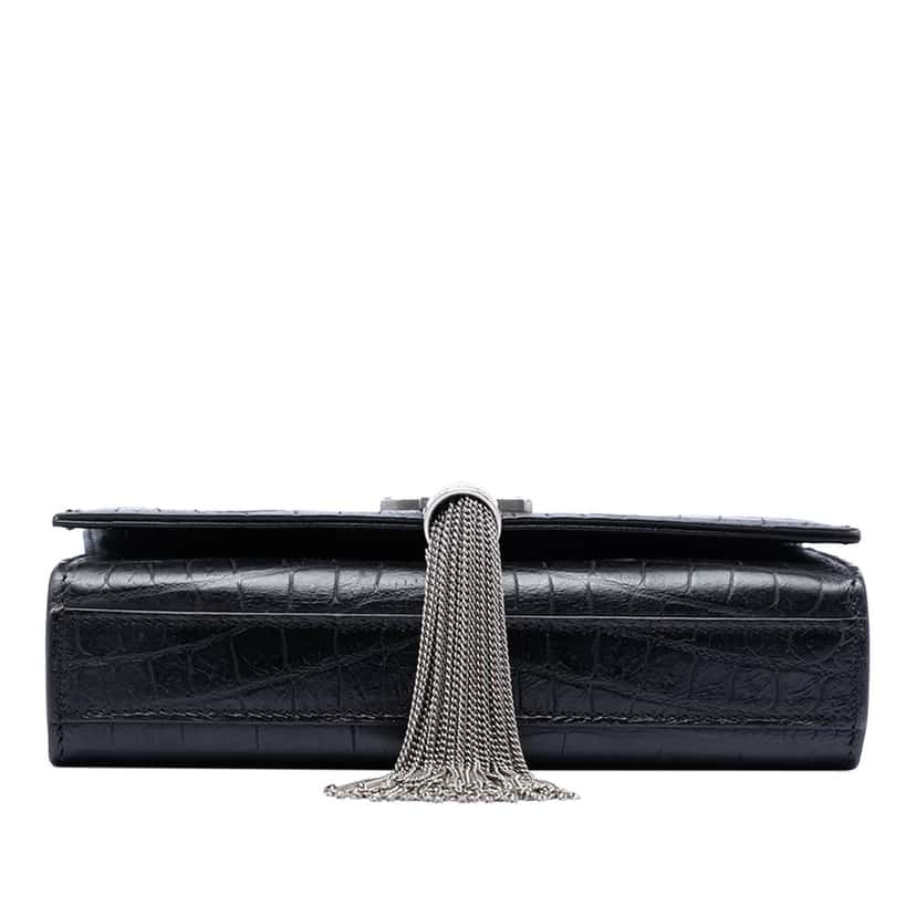 Saint Laurent Small Embossed Kate Tassel Crossbody Bag Black Leather Very good condition - Inside View