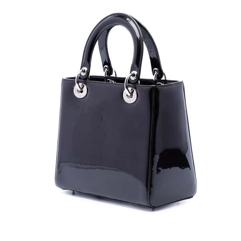 Dior Medium Patent Lady Dior Black Leather Very good condition - Back View