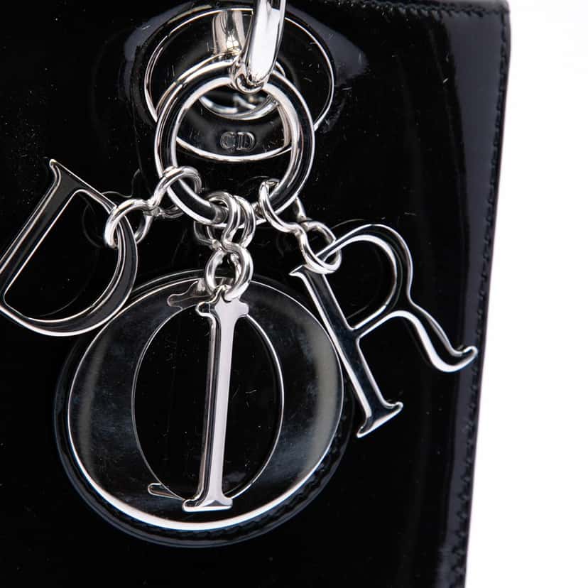 Dior Medium Patent Lady Dior Black Leather Very good condition - Box View