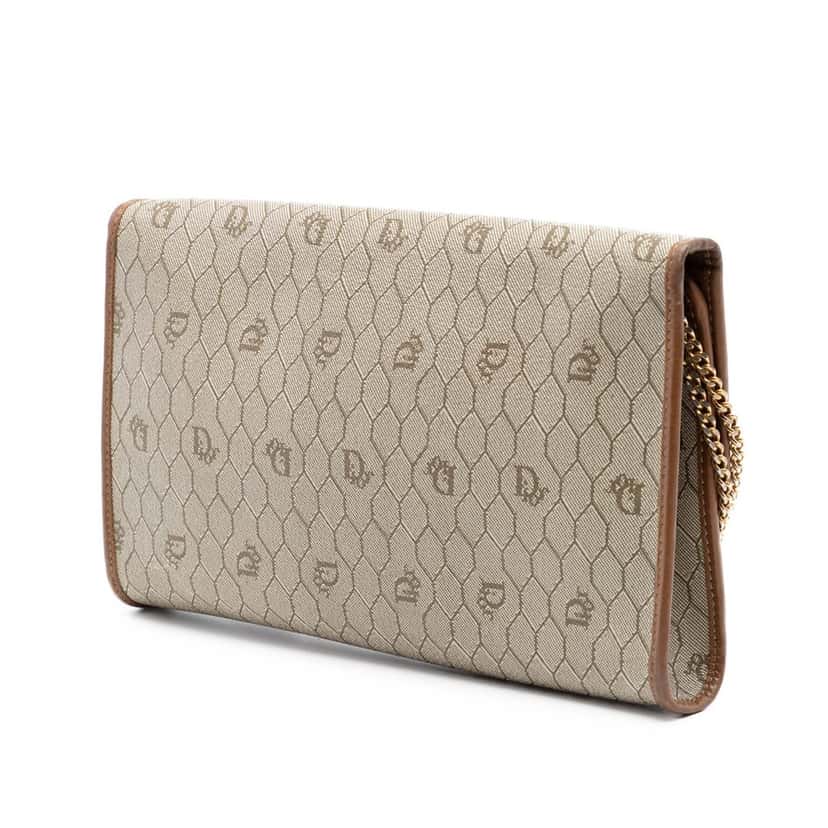 Dior Honeycomb Coated Canvas Chain Shoulder Bag Beige Very good condition - Back View
