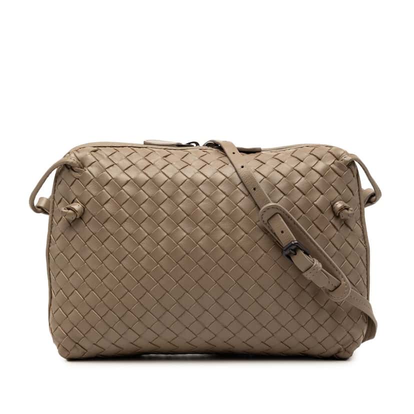 Bottega Veneta Nappa Intrecciato Nodini Crossbody Brown Leather Very good condition - Front View