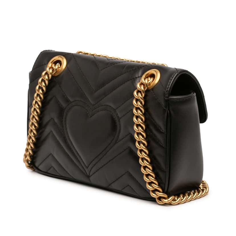 Gucci Small GG Marmont Matelasse Leather Shoulder Bag Black Leather Very good condition - Back View