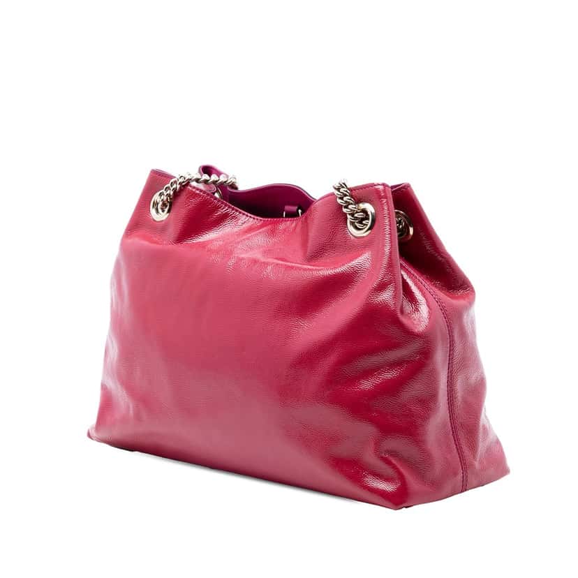 Gucci Medium Patent Soho Chain Tote Pink Leather Very good condition - Back View
