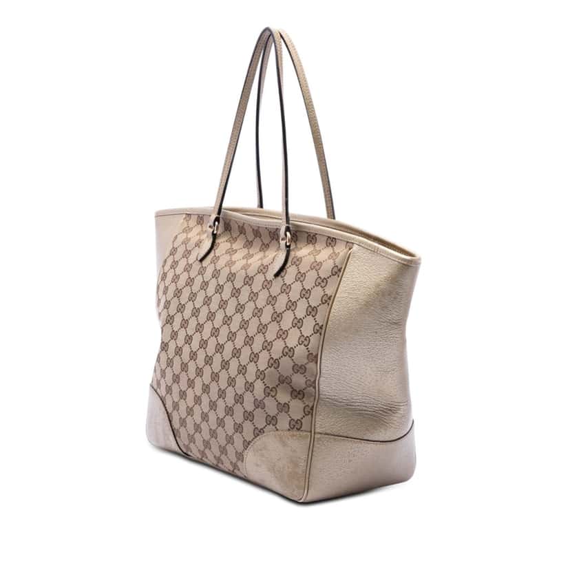 Gucci GG Canvas and Leather Bree Tote Beige Leather Very good condition - Back View
