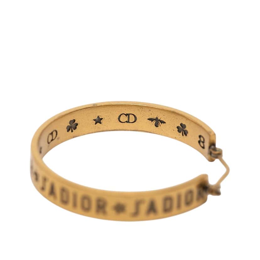 Dior Gold Plated J Adior Star Hoop Earrings Gold Metal Very good condition - Model View