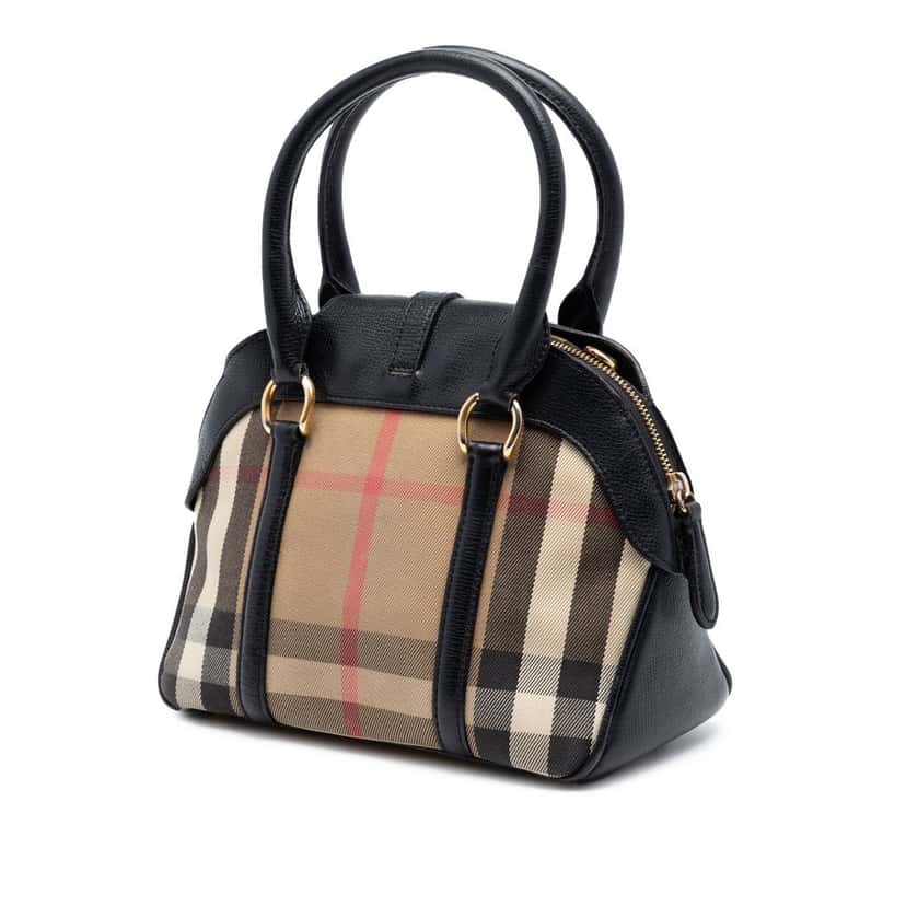 Burberry Small House Check Canvas Milverton Satchel Beige Very good condition - Back View
