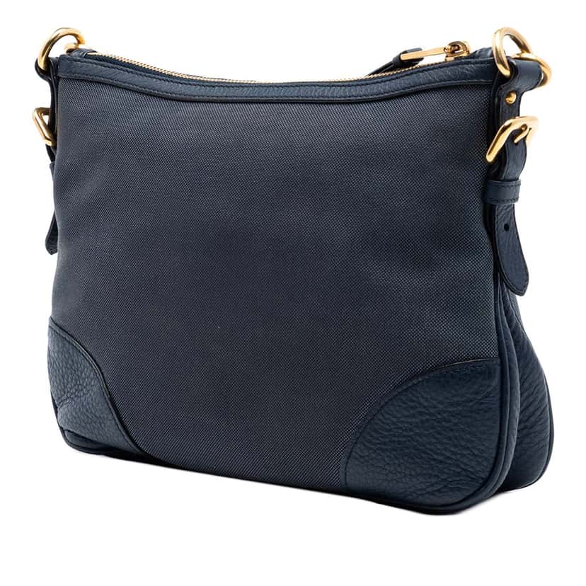 Prada Canvas Canapa Logo Crossbody Blue Very good condition - Back View