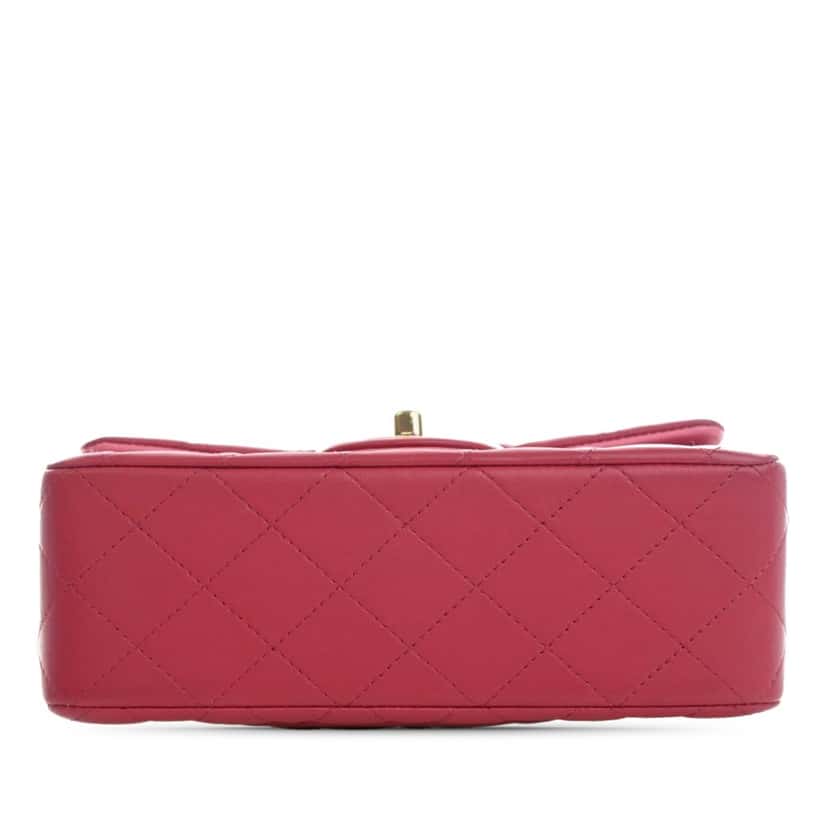 Chanel Mini Rectangular Classic Lambskin Top Handle Flap Red Leather Very good condition - Inside View