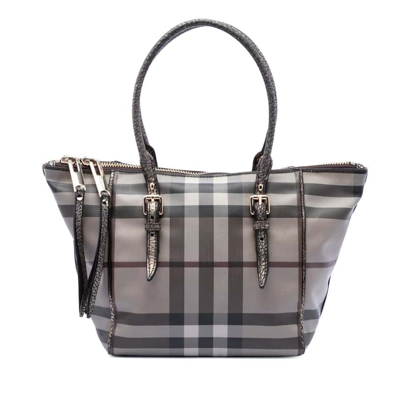 Burberry Small Smoke Check Coated Canvas Salisbury Tote Beige Very good condition - Front View