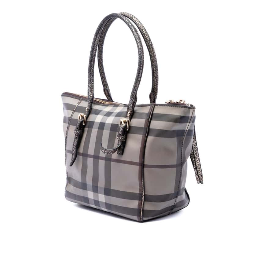 Burberry Small Smoke Check Coated Canvas Salisbury Tote Beige Very good condition - Back View