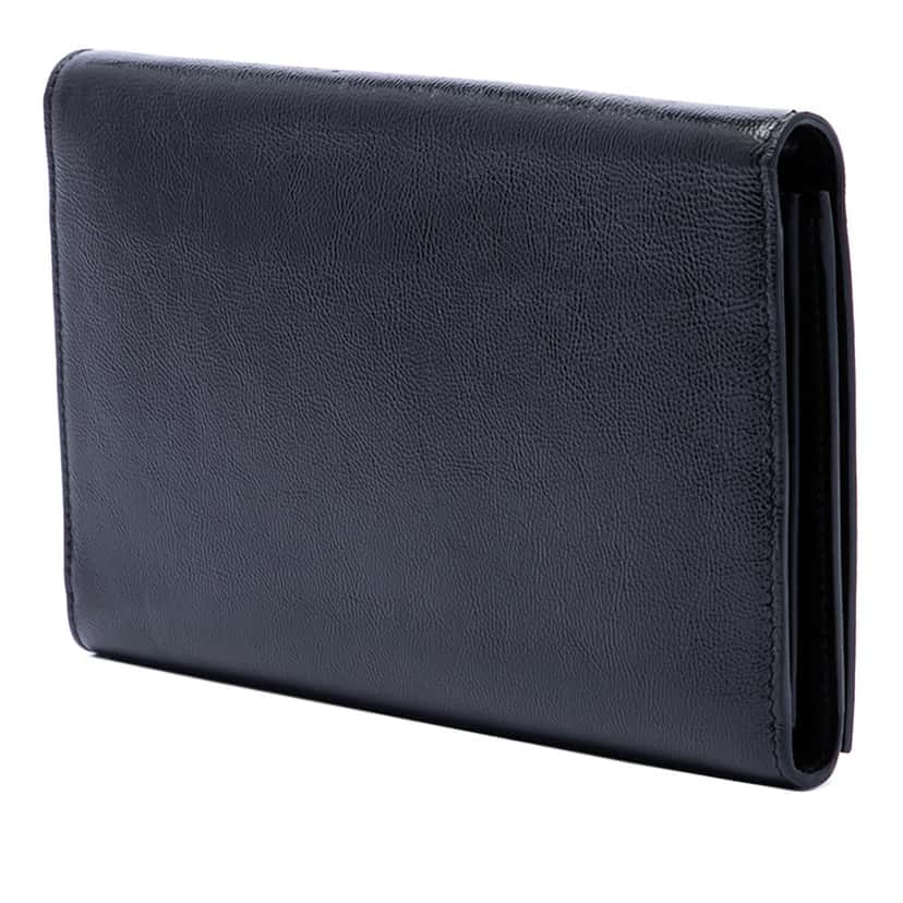 Saint Laurent Crinkled Calfskin Belle de Jour Chain Clutch Black Leather Very good condition - Back View