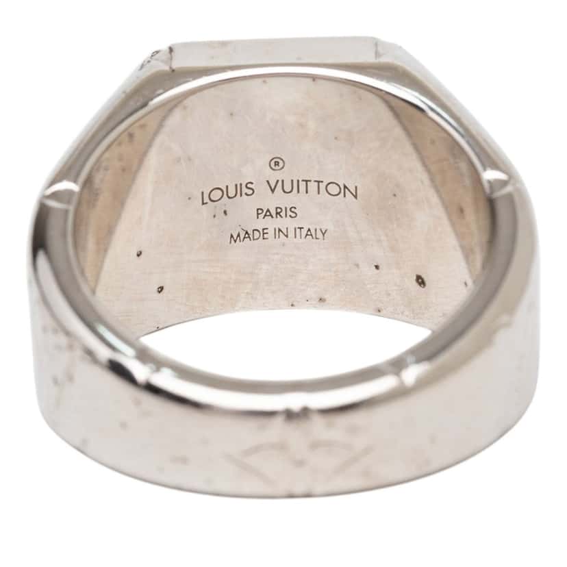Louis Vuitton Brass Monogram Signet Ring M Silver Metal Very good condition - Inside View