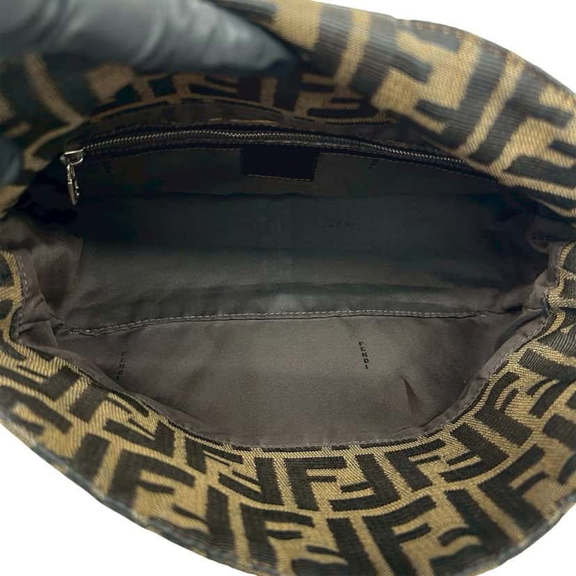 Fendi Zucca Canvas Double Flap Shoulder Bag Brown Very good condition - Inside View