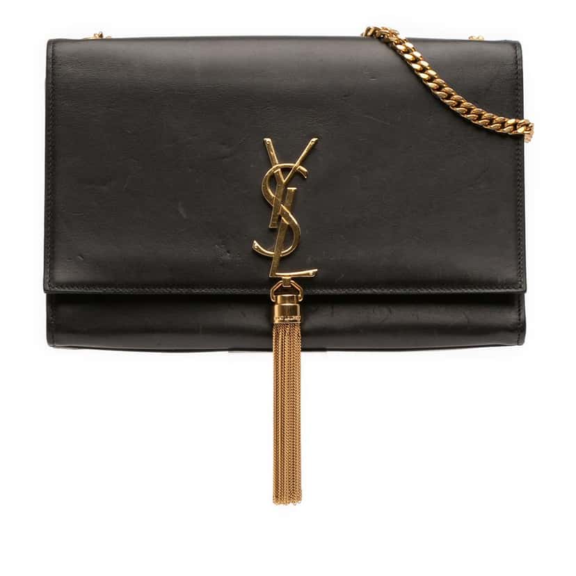Saint Laurent Medium Smooth Calfskin Classic Monogram Kate Tassel Crossbody Black Leather Good condition - Front View
