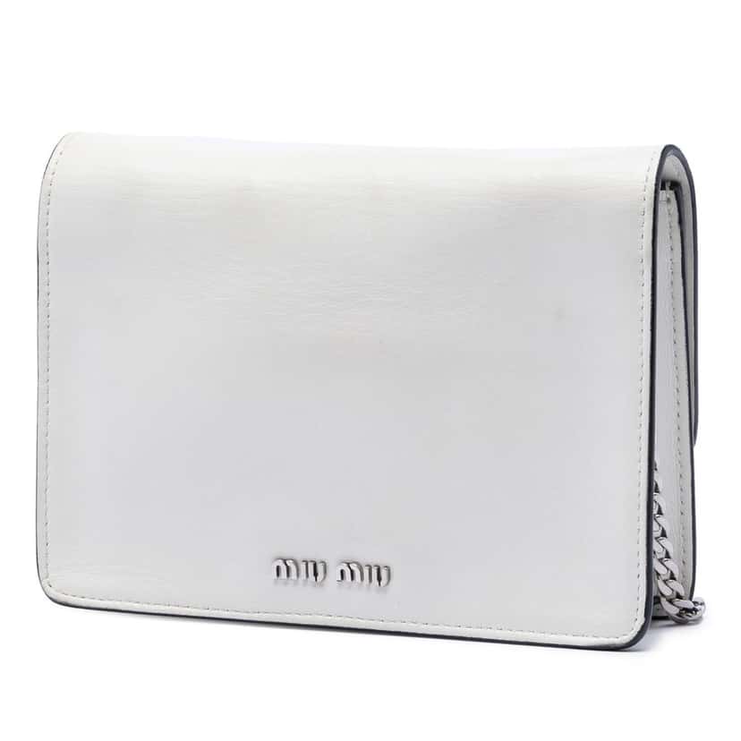 Miu Miu Smooth Leather Star Crystal Embellished Crossbody White Leather Very good condition - Back View