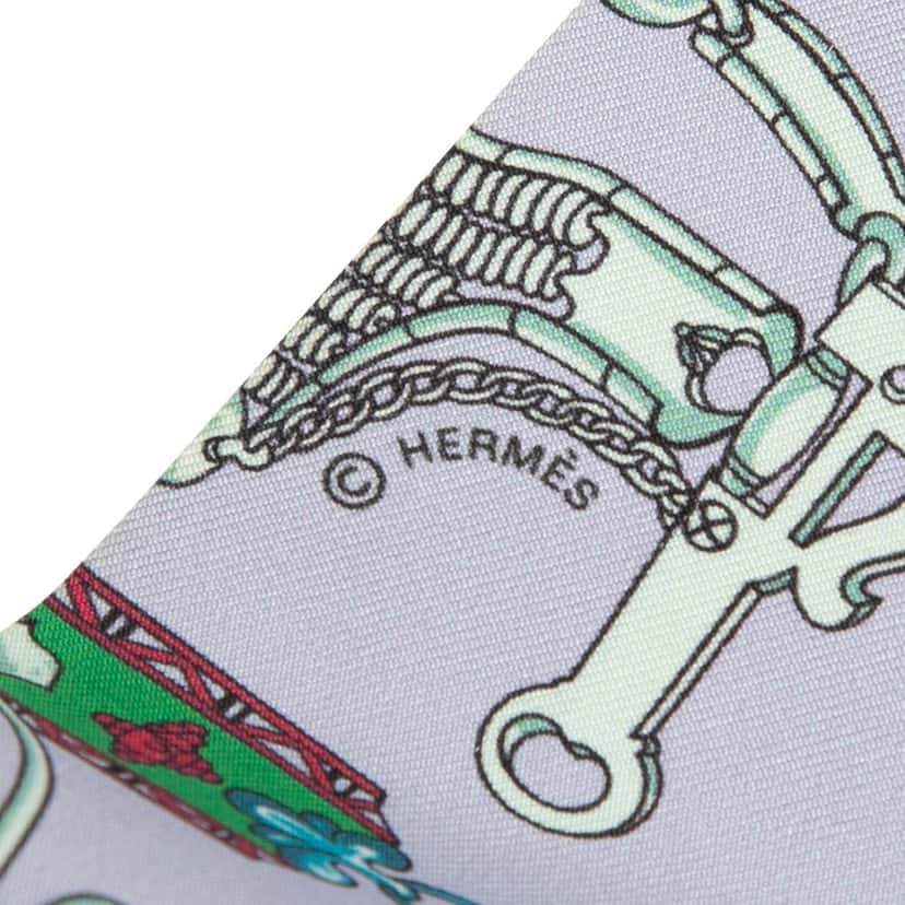 Hermès Mors et Gourmettes Remix Silk Twilly Scarf Purple Very good condition - Inside View