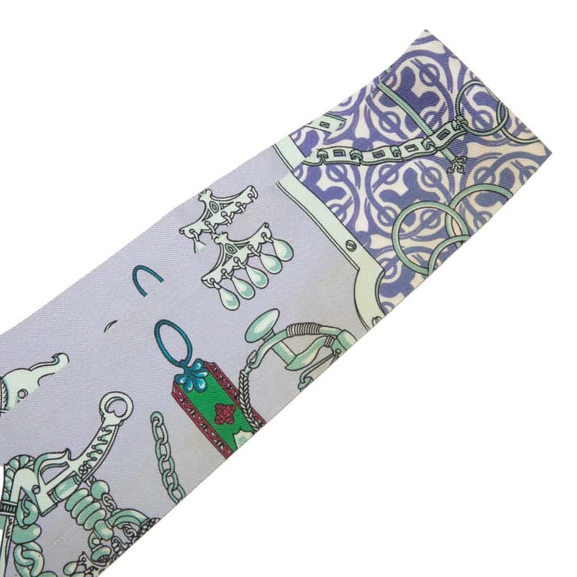 Hermès Mors et Gourmettes Remix Silk Twilly Scarf Purple Very good condition - Box View