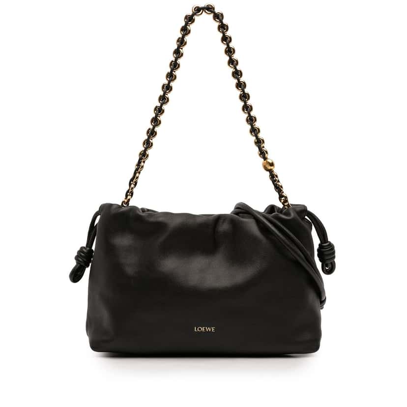 Loewe Medium Mellow Nappa Lambskin Flamenco Purse Black Leather Very good condition - Front View