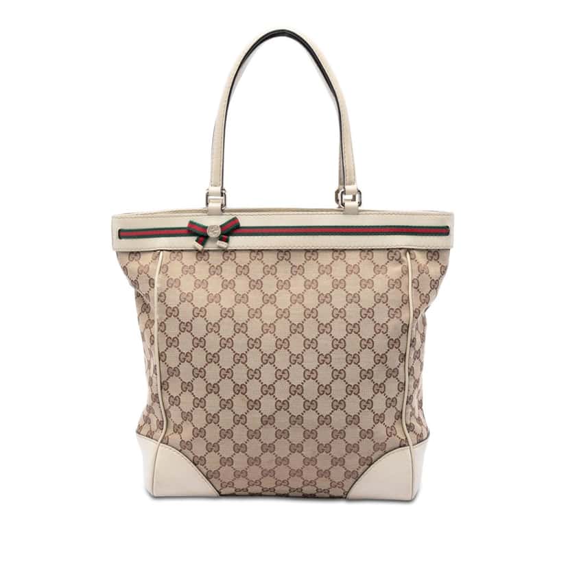 Gucci GG Canvas Web Mayfair Tote Beige Good condition - Front View