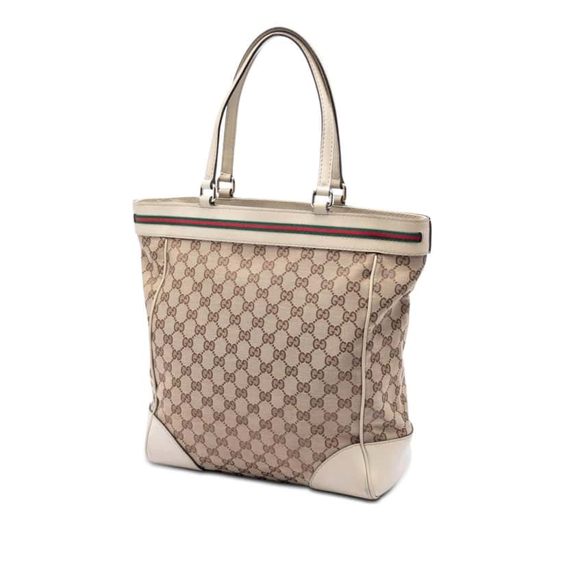 Gucci GG Canvas Web Mayfair Tote Beige Good condition - Back View