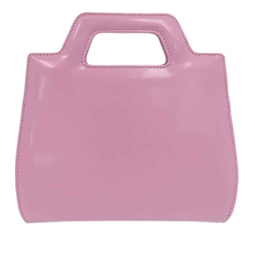 Ferragamo Micro Brushed Calfskin Wanda Top Handle Bag Pink Leather Very good condition - Back View