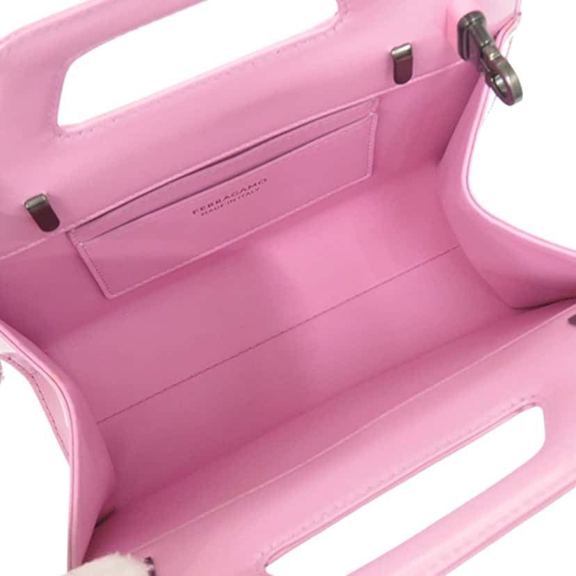 Ferragamo Micro Brushed Calfskin Wanda Top Handle Bag Pink Leather Very good condition - Model View