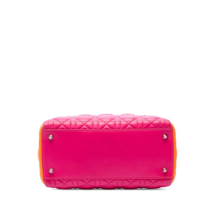 Dior Medium Tricolor Lambskin Cannage Lady Dior Pink Leather Very good condition - Inside View