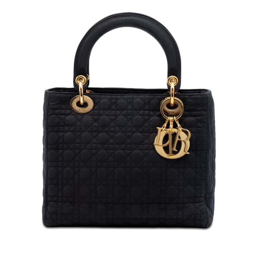 Dior Medium Nylon Microcannage Lady Dior Black Very good condition - Front View