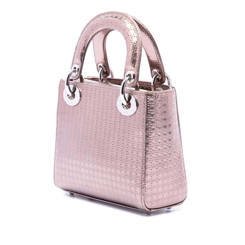 Dior Mini Metallic Patent Microcannage Lady Dior Pink Leather Very good condition - Back View