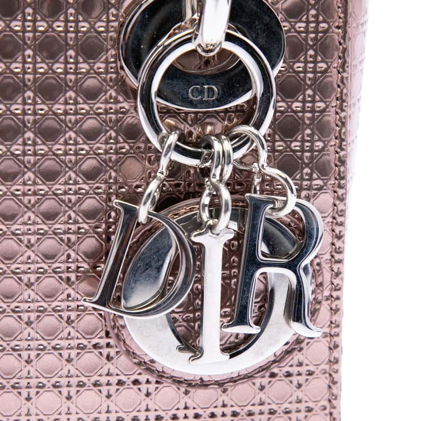 Dior Mini Metallic Patent Microcannage Lady Dior Pink Leather Very good condition - Box View
