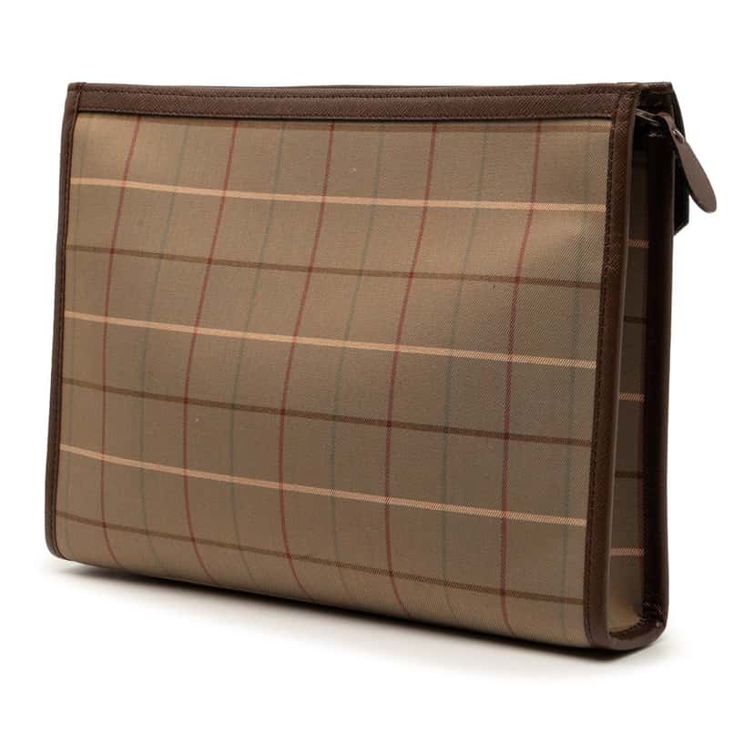 Burberry Vintage Check Canvas Clutch Brown Very good condition - Back View