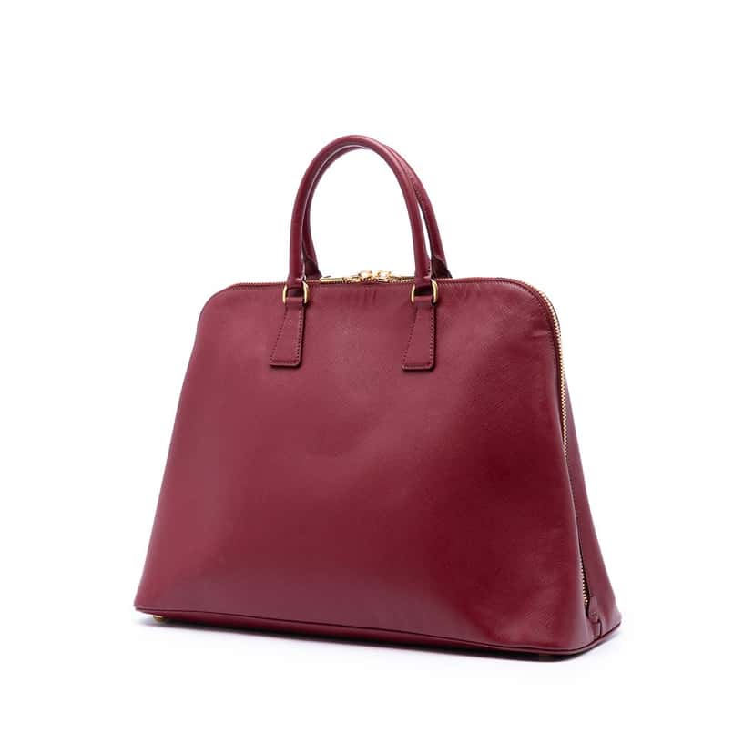 Prada Extra Large Saffiano Lux Promenade Satchel Red Leather Very good condition - Back View
