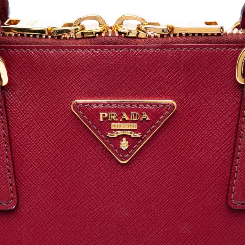 Prada Extra Large Saffiano Lux Promenade Satchel Red Leather Very good condition - Box View