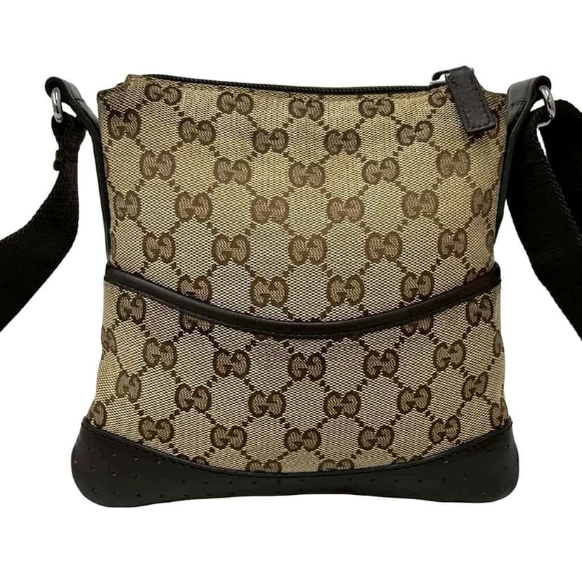 Gucci Small GG Canvas Perforated Crossbody Beige Very good condition - Front View