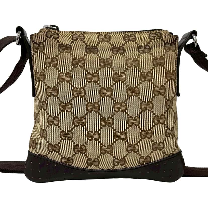Gucci Small GG Canvas Perforated Crossbody Beige Very good condition - Back View