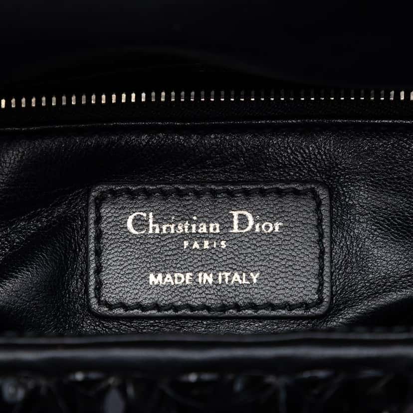 Dior Mini Canvas Bead and Sequin Embellished Lady Dior White Very good condition - Box View