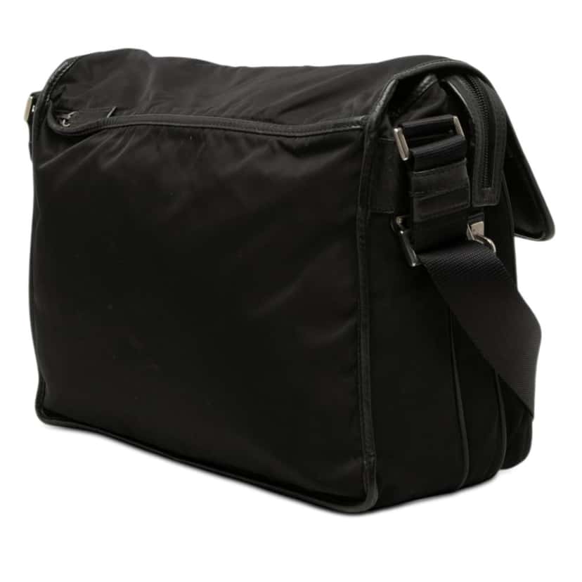 Prada Tessuto Double Buckle Messenger Bag Black Very good condition - Back View