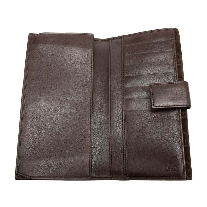 Gucci GG Suede Pelham Continental Long Wallet Brown Leather Very good condition - Model View
