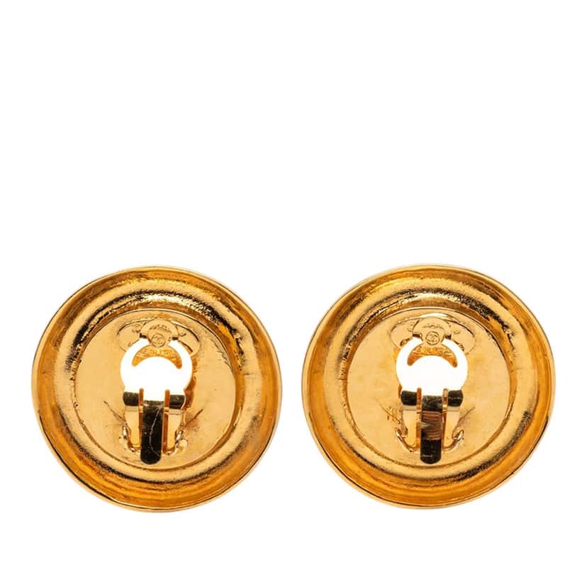 Chanel Gold Plated Faux Pearl 31 Rue Cambon Clip on Earrings Gold Metal Very good condition - Back View