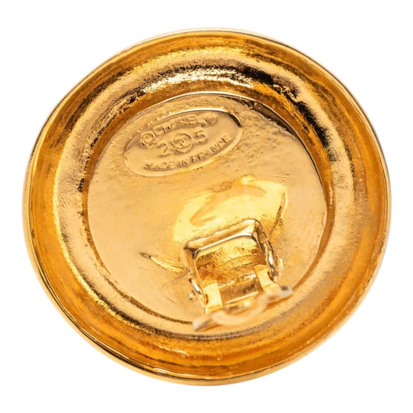 Chanel Gold Plated Faux Pearl 31 Rue Cambon Clip on Earrings Gold Metal Very good condition - Inside View