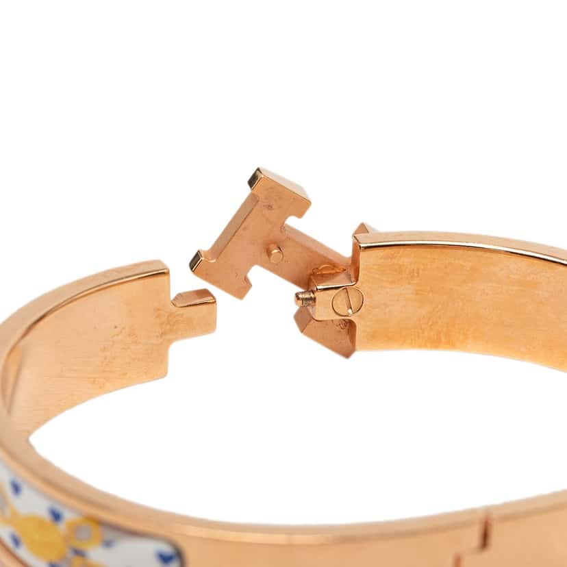 Hermès Narrow Enamel Brides de Gala Love Clic H Bracelet PM White Very good condition - Model View