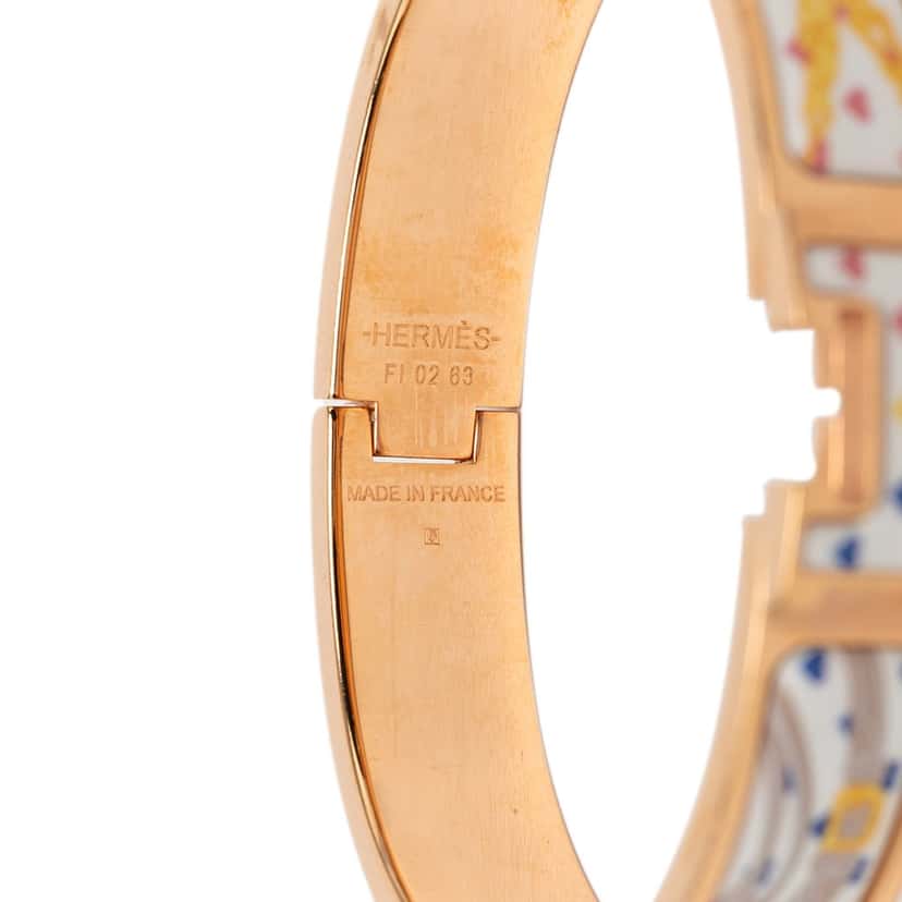 Hermès Narrow Enamel Brides de Gala Love Clic H Bracelet PM White Very good condition - Box View