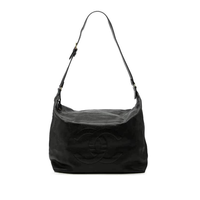 Chanel Large CC Caviar Hobo Black Leather Very good condition - Front View