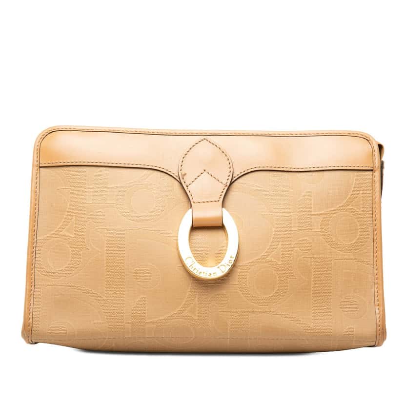 Dior Diorissimo Trotter Coated Canvas Clutch Brown Very good condition - Front View