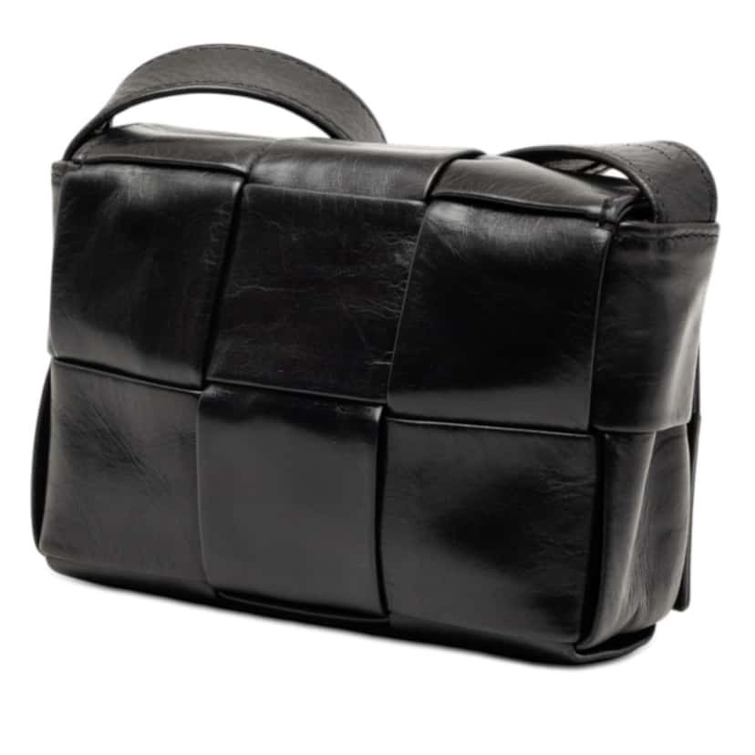 Bottega Veneta Candy Paper Calfskin Intrecciato Cassette Crossbody Black Leather Very good condition - Back View