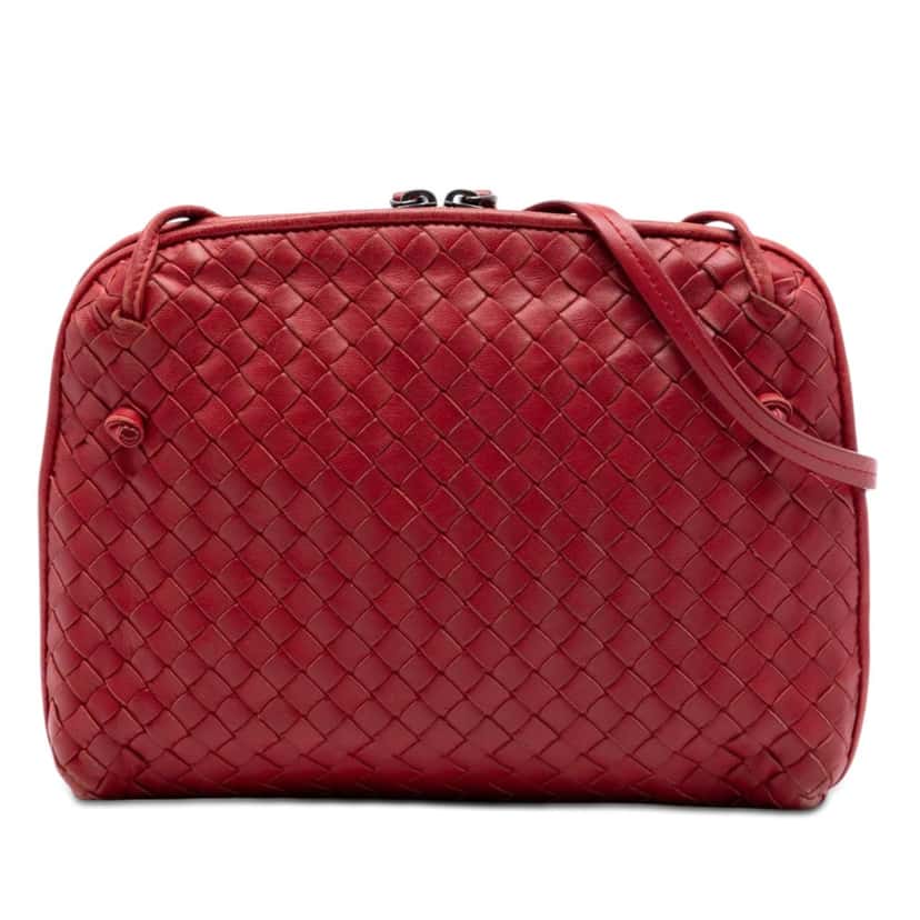Bottega Veneta Nappa Intrecciato Nodini Crossbody Red Leather Very good condition - Front View
